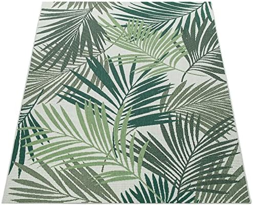 Paco Home Indoor & Outdoor Rug for Patio Jungle Floral Palm Trees Design Green, Size: 4' x 5'7" - Image 6