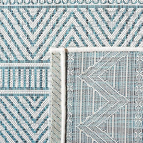 SAFAVIEH Washable Rug Outdoor Courtyard Collection - 2'3" x 8' Runner, Ivory & Turquoise, Non-Shedding & Easy Cleaning, Ideal for Patio, Entryway, Mudroom, Hallway, Kitchen (CY8196-53512) - Image 5