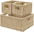 Vagusicc Wicker Basket, Set of 3 Hand-woven Storage Baskets for Organizing, Seagrass Wicker Storage Basket Bins with Handles, Small Toilet Paper Storage Baskets for Shelves Pantry Baskets (Seagrass) by Vagusicc