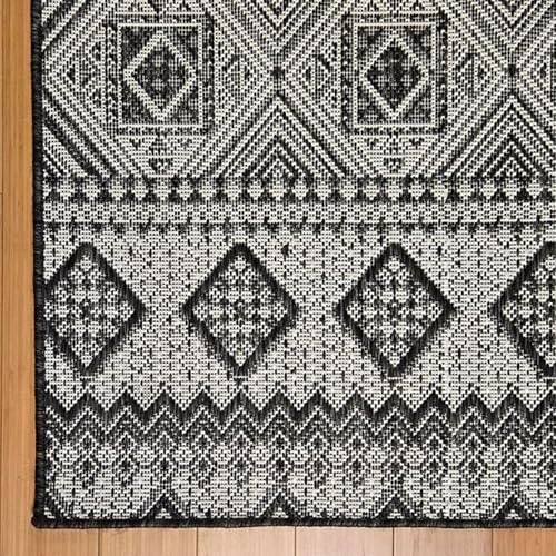 Gertmenian Indoor Outdoor Bohemian Area Rug - 5x7 Standard, Fade Resistant, Ideal for High Traffic in Living Room, Bedroom, Patio - Moroccan, Black, 27105 - Image 4