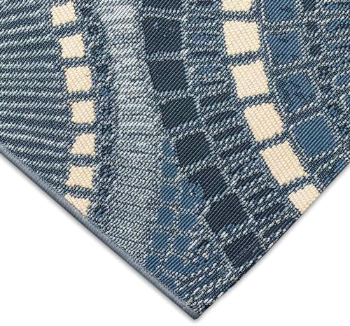 Liora Manne Marina Indoor/Outdoor Power Loomed Synthetic Blend Low Profile Area Rug - Transitional Geometric Casual Medallion Colorful (Circles Delft) (3'3" x 4'11") - Image 6