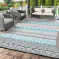 GAOMON Reversible Outdoor Rug 9'x18' Waterproof Plastic Straw Rug, Patio Rug, Large Modern Area Rug Carpet, Indoor Outdoor Rugs for Camping, Porch, Deck, Balcony, Backyard, Blue/Grey(Bohemia) by GAOMON