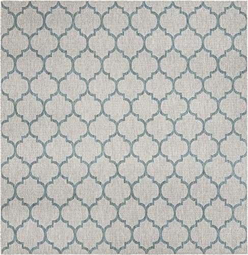 Unique Loom Outdoor Trellis Collection Area Rug - Trellis (Square 10' 8" x 10' 8", Gray/ Ivory) - Image 3