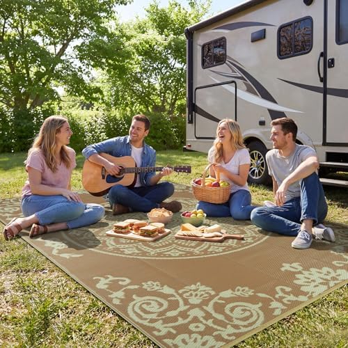 famibay Outdoor Rug Waterproof 6x9 ft, Reversible Outdoor Plastic Straw Rug, UV-Resistant Patio Rug Lightweight Portable RV Mat Indoor Outdoor Carpet for Camping, Balcony, Deck, Backyard, Picnic - Image 6