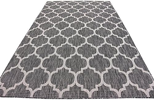 Unique Loom Outdoor Trellis Collection Area Rug (6' 1" x 9' Rectangle, Black/ Ivory) - Image 6