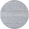 Eyely Moroccan Woven Round Rug 3 Ft Light Gray/Navy, Indoor Outdoor Rug by eyely