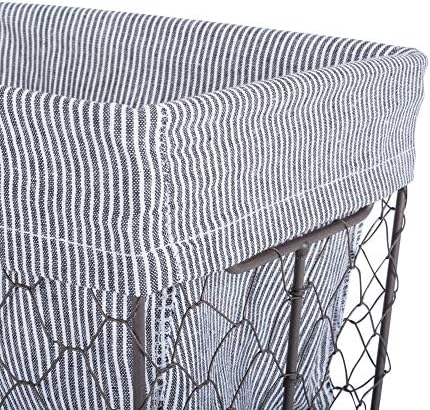 DII Farmhouse Chicken Wire Storage Baskets with Liner, Set of 5, Rustic Ticking Stripe, Assorted Sizes - Image 4