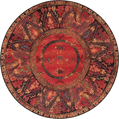 Unique Loom Outdoor Tribal Collection Area Rug - Quepos (5' 1" Round, Multi/ Black) - Image 3