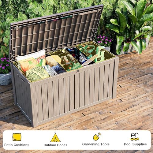 Vixzen 90 Gallon Deck Boxes Outdoor Waterproof, Lockable Outdoor Storage Box for Patio Cushions Storage Furniture, Garden Tools, Pool Supplies, Weatherproof and UV Resistant (Grey, 90 Gallon) - Image 4