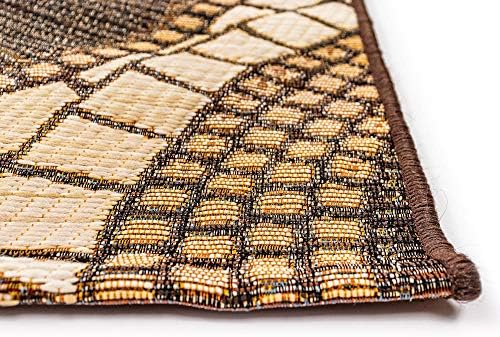 Liora Manne Marina Low Profile Durable Indoor/Outdoor Woven Rug- Circles Brown 1'11" x 4'11" - Image 6