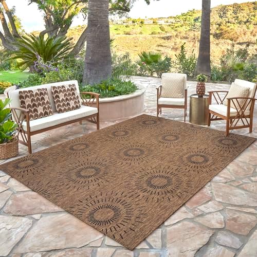 Gertmenian Indoor/Outdoor Flatweave Area Rug - 5x7 Standard, Stain & UV Resistant, Ideal for High Traffic Areas in Deck, Patio, Mudroom - Geometric, Brown, 32452 - Image 2