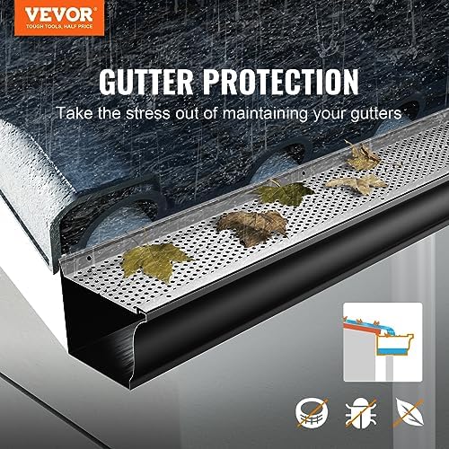 VEVOR Gutter Guard, 5 inch Width, Aluminum Leaf Filter DIY Gutter Cover, 13 PCS 52 ft Total Length, 0.157'' Hole Diameter & 0.02'' Thick Fits Any Roof or Gutter Type - Image 2