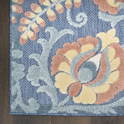 Nourison Home Aloha Blue Rose 2'8" x 4' Area Rug - Easy Clean, Non Shedding, Bed Room, Living Room, Dining Room, Kitchen (3' x 4') - Image 4