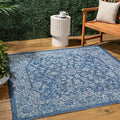 JONATHAN Y Weave Floral Indoor Outdoor Square Area Rug 4X4 Navy/Gray, Tela Bohemian Textured for Backyard, Patio, Porch, Easy-Cleaning, High Traffic, Pet-Friendly, Non-Shedding (SMB100B-4SQ) by JONATHANY