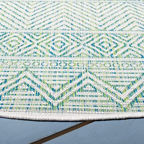SAFAVIEH Washable Rug Outdoor Courtyard Collection - 6'7" Round, Beige & Green, Non-Shedding & Easy Cleaning, Ideal for Patio, Backyard, Mudroom (CY8196-55712) - Image 5