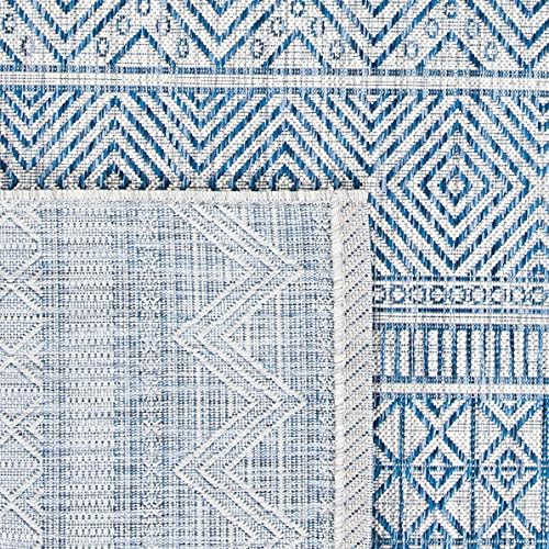SAFAVIEH Washable Rug Outdoor Courtyard Collection - 2'3" x 10' Runner, Grey & Navy, Non-Shedding & Easy Cleaning, Ideal for Patio, Entryway, Mudroom, Hallway, Kitchen (CY8196-36812) - Image 3