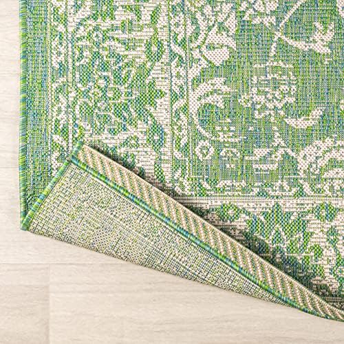 JONATHAN Y Weave Floral Indoor Outdoor Runner Rug 2X10 Cream/Green, Tela Bohemian Textured for Backyard, Patio, Porch, Easy-Cleaning, High Traffic, Pet-Friendly, Non-Shedding (SMB100F-210) - Image 5