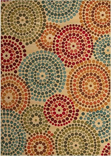 Unique Loom Outdoor Modern Collection Area Rug - Spark (10' x 14' 1" Rectangle, Beige/ Burgundy) - Image 3
