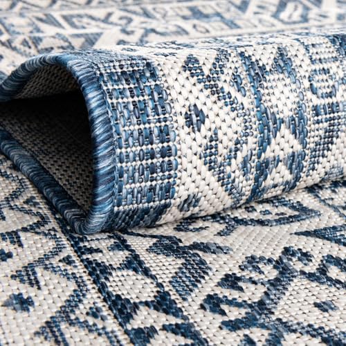 Rugs.com - Outdoor Aztec Rug – 3' 1 x 5' 3 Blue Indoor/Outdoor Rug – Flatweave Stain-Resistant Area Rug for Patios, Decks, and Porches - Image 4