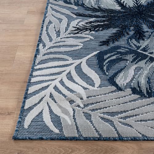 Luul Home Floral Indoor Outdoor Rugs 9x12 Large Area Rug for Living Room, Patio Decor, Kitchen, and Entryway Rug, Washable Stain Resistant Outside Carpet Navy 9 x 12 - Image 5