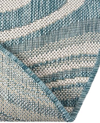 Unique Loom Outdoor Modern Collection Area Rug - Pool (4' 1" Round, Light Aqua/ Blue) - Image 6