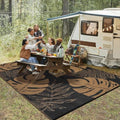 Waterproof 9x18 Outdoor Rug for Patio Reversible Plastic Straw Rug Floral Camping Carpet with Carry Bag, Stain & UV Resistant Portable RV Carpet for Camper Deck Balcony Porch Beach Picnic,Brown by GLOWSOL
