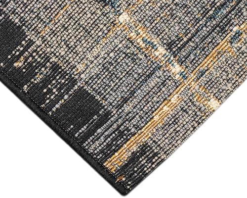 Liora Manne Marina Low Profile Durable Indoor/Outdoor Woven Rug- Tribal Stripe Black 1'11" x 7'6" - Image 6