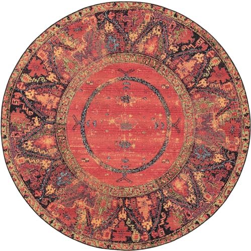 Unique Loom Outdoor Tribal Collection Area Rug - Quepos (7' 1" Round Multi/Black) - Image 3