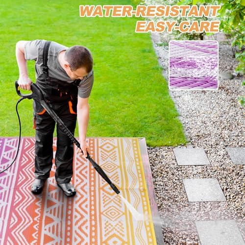 Lahome Outdoor Rug 8x10 Patio Waterproof, Outdoor Plastic Straw Camping Rug - Image 4