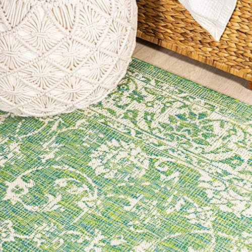 JONATHAN Y Weave Floral Indoor Outdoor Round Area Rug 5 Ft Cream/Green, Tela Bohemian Textured for Backyard, Patio, Porch, Easy-Cleaning, High Traffic, Pet-Friendly, Non-Shedding (SMB100F-5R) - Image 5