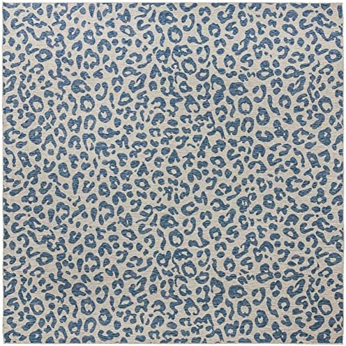 Unique Loom Outdoor Safari Collection Area Rug - Leopard (13' Square, Blue/ Gray) - Image 2