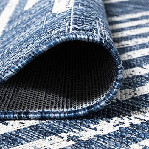 JONATHAN Y Stripe Geometric Indoor Outdoor Square Area Rug 5X5 Blue/Ivory, Zolak Berber for Backyard, Patio, Porch, Easy-Cleaning, High Traffic, Pet-Friendly, Non-Shedding (SMB124C-5SQ) - Image 4