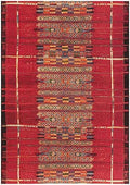 Liora Manne Marina Indoor/Outdoor Power Loomed Synthetic Blend Low Profile Area Rug - Traditional Geometric Casual Southwestern Colorful (Tribal Stripe Red) (3'11" x 5'10") by LushDecor
