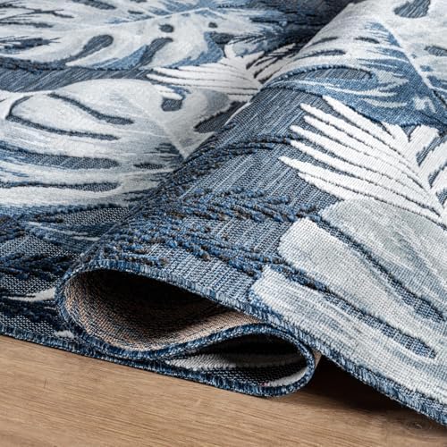 Luul Home Floral Indoor Outdoor Rugs 9x12 Large Area Rug for Living Room, Patio Decor, Kitchen, and Entryway Rug, Washable Stain Resistant Outside Carpet Navy 9 x 12 - Image 3