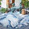 SAFAVIEH Washable Rug Outdoor Cabana Collection - 4' Round, Aqua & Navy, Non-Shedding & Easy to Clean, Ideal for Patio, Backyard, Mudroom (CBN452J) by Unknown