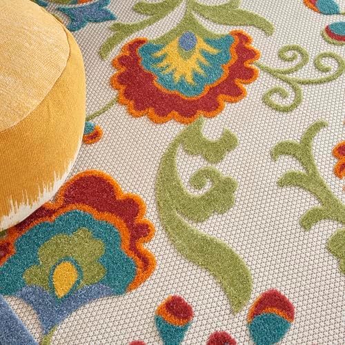Nourison Home Aloha Ivory Multicolor 9' x 12' Area Rug - Easy Clean, Non Shedding, Bed Room, Living Room, Dining Room, Kitchen (9' x 12') - Image 6