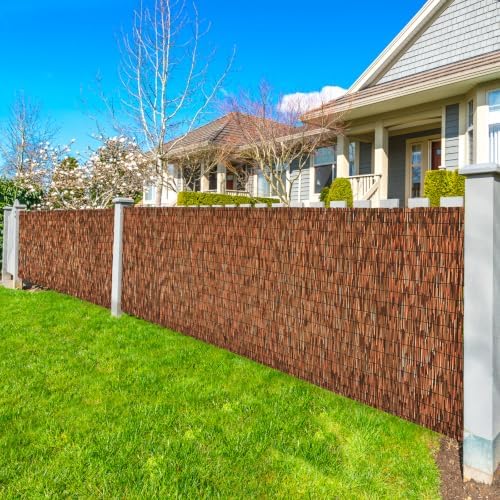 Brown 4FT X16.4FT Reed Fencing Roll Bamboo Privacy Fence Screen by SHYDZYYC