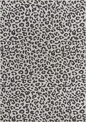 Unique Loom Outdoor Safari Collection Area Rug - Leopard (10' x 14' 1" Rectangle, Light Gray/ Gray) - Image 3