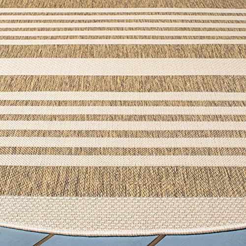 SAFAVIEH Washable Rug Outdoor Courtyard Collection - 7'10" Round, Brown & Bone, Non-Shedding & Easy Cleaning, Ideal for Patio, Backyard, Mudroom (CY6062-242) - Image 4