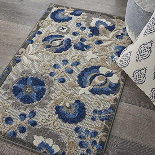 Nourison Home Aloha Natural Blue 2'8" x 4' Area Rug - Easy Clean, Non Shedding, Bed Room, Living Room, Dining Room, Kitchen (3' x 4') - Image 4