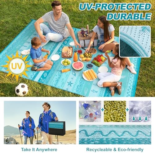 Lahome Outdoor Rugs 8x10 Patio Waterproof, Outdoor Plastic Straw Rug - Image 2