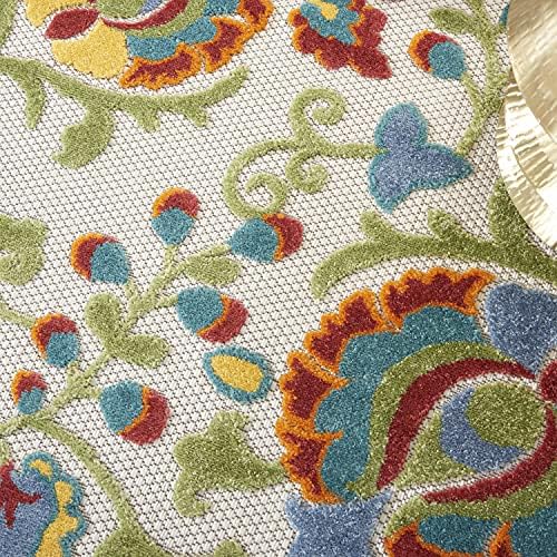 Nourison Home Aloha Ivory Multicolor 4' x Round Area Rug - Easy Clean, Non Shedding, Bed Room, Living Room, Dining Room, Kitchen (4' x Round) - Image 4