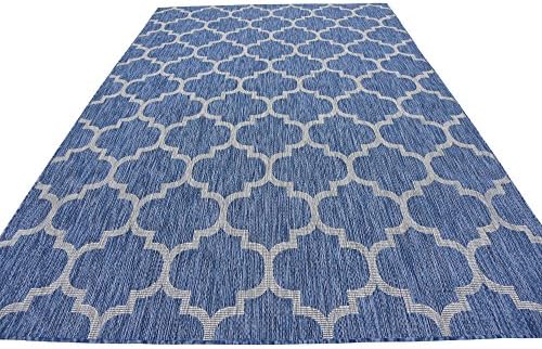 Unique Loom Outdoor Trellis Collection Area Rug (7' 1" x 10' Rectangle, Navy Blue/ Ivory) - Image 5