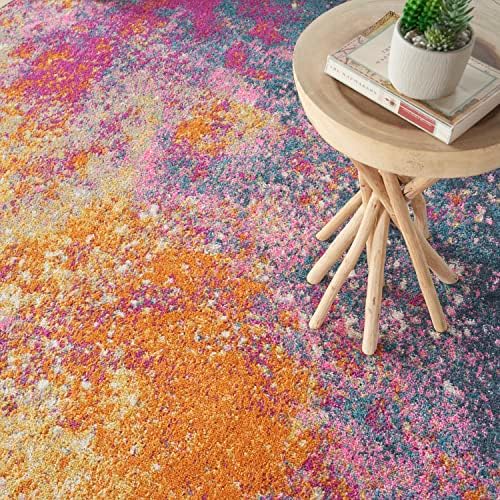 Nourison Home Passion Abstract Sunburst 7'10'' x Square Area-Rug, Easy-Cleaning, Non Shedding, Bed Room, Living Room, Dining Room, Kitchen (8 Square) - Image 3