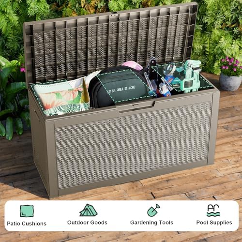 Vixzen 70 Gallon Deck Boxes Outdoor Waterproof, Lockable Resin Storage Box with lid for Furniture Cushions, Weatherproof Containers Outside Storage Boxes for Garden Patio Pool Tools(Grey, 70 Gallon) - Image 6