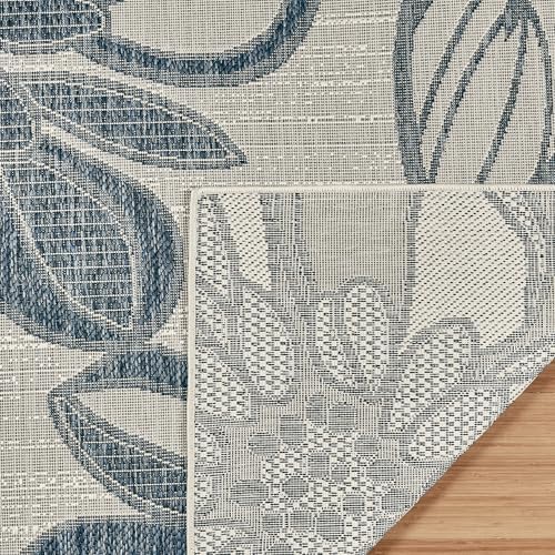 Gertmenian Indoor Outdoor Casual Area Rug - 5x7 Standard, Fade Resistant, Ideal for High Traffic in Living Room, Bedroom, Patio - Woodbury Floral, Navy, 28813 - Image 5