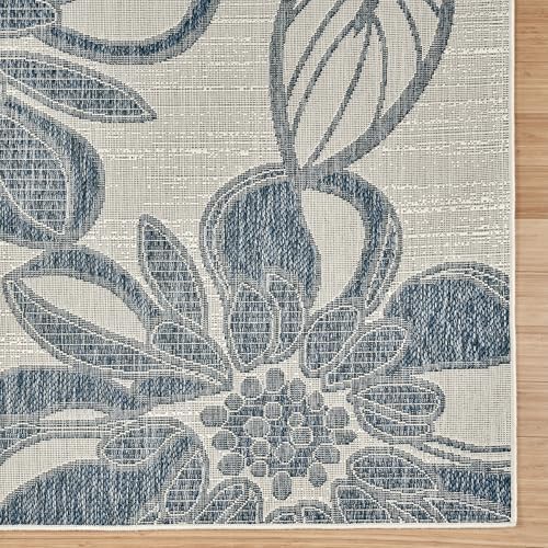 Gertmenian Indoor Outdoor Casual Area Rug - 5x7 Standard, Fade Resistant, Ideal for High Traffic in Living Room, Bedroom, Patio - Woodbury Floral, Navy, 28813 - Image 4
