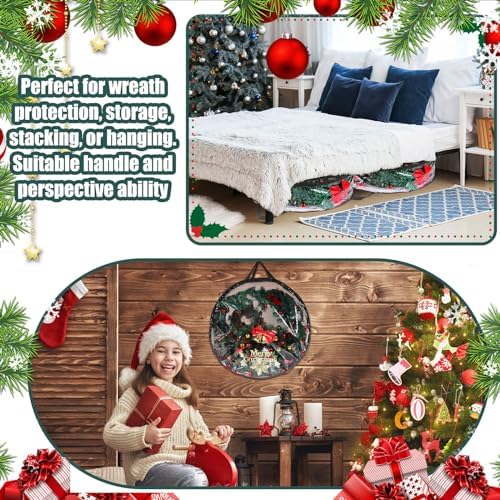 Shappy 14 Pieces Wreath Storage Bags 30 Inch Dual Zippers,Clear, Black - Image 6