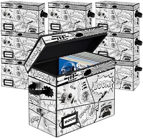 10 Pack Collection Comic Book Storage Boxes, Protector Organizer 15.8" X 7.8" X 11.8" Collapsible Short Box Holds 160-180 Comic Book Heavy Duty Bin Container Holder Shelf by YNSZAS