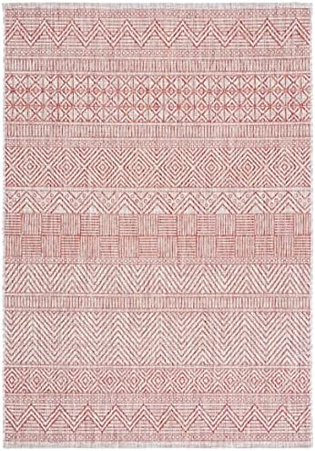 SAFAVIEH Washable Rug Outdoor Courtyard Collection - 4' x 5'7", Beige & Rust, Non-Shedding & Easy Cleaning, Ideal for Patio, Backyard, Mudroom (CY8196-36512) - Image 2